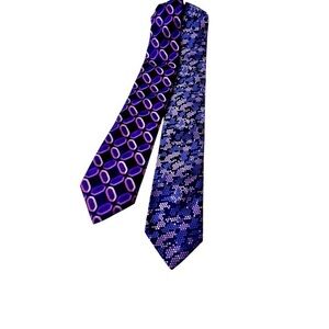 TED BAKER LONDON Set/2 Men’s Silk Neckties Purple Pink Black Geometric Handmade‎